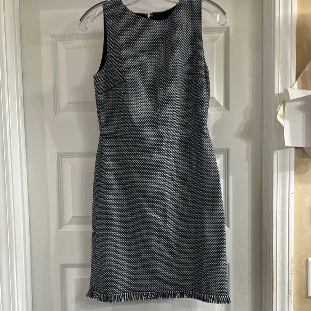 LOFT Navy blue and White Textured Mini Dress